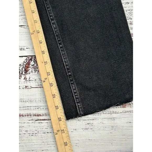 RE/DONE Womens 70s Stove Pipe Straight Leg Jeans Raw Hem Denim Black Size 29 NWT Straight Leg